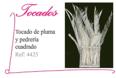 Tocado de pluma y pedreria cuadrado - Kakicomplementos